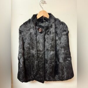Vintage Elegant Black Rabbit Fur Women's Coat